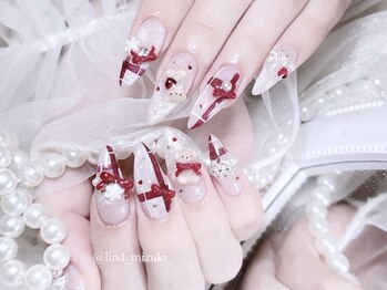 リンドネイル バイ モカ アンド ララ(Lind nail by moca and LaLa)/【mizuki】赤チェックネイル