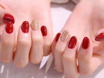 ラルネイル 大宮(Lull. nail)/*赤*GOLD*ワンカラー*