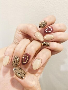 ニキ ヘアー ネイル(niki hair nail)/ボルドー☆ニュアンスレオパード