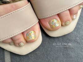 夏の押し花ネイル