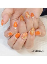 ラブネイル(LOVE NAIL)/マーメイドオレンジネイル