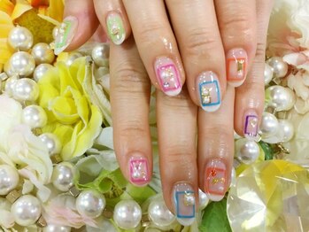 ネイルサロン 爪吉/クリア感ガーリーネイル♪