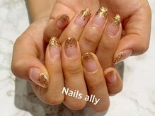 ネイルズアリー 立川店(Nails ally)/ラメグラデーション×ゴールド