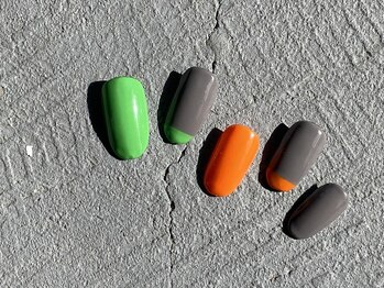 ネイルスミス 高松店(Nailsmith)/グリーン×オレンジ×グレー