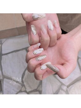 ビューティームーン(beauty moon)/ホワイト×ブラウン天然石風