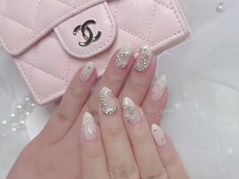 チェーンハートリボンネイル