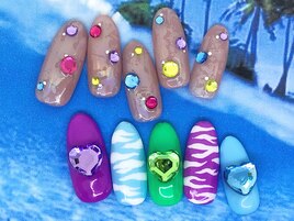 【自爪ネイル】カラフルネイル