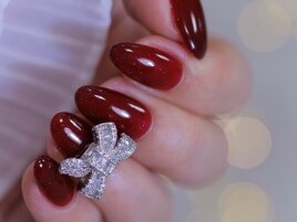 バレンタインネイル　リボン