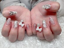 レアネイル 新宿(le'a nail)/赤ツイードネイル