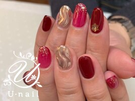 赤×ミラーネイル