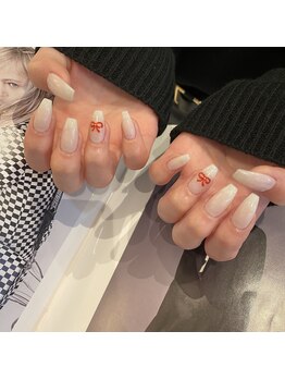 アリュール アンド エテルノ 小山店(Allure & ETERNO)/white×ribbon nail