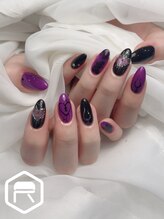 レディスペネイル ノウラ 名駅店(Redispe nail NouRa)/黒×紫ネイル
