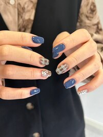 チェックネイル/ホログラム