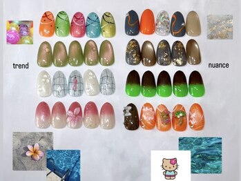 ハズグラスネイル(Haze Grass nail)/8月季節の定額デザイン