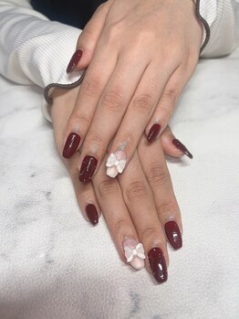 シンプルリボンネイル