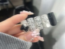 インザピンクリリー(in the pink LILY)/ツイードネイル/黒ネイル