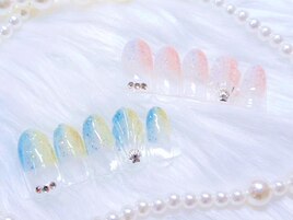 ラメ塗りかけマーメイドネイル