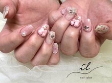 イル 神戸店/チェック×ガーリーネイル