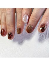 プリュネ(Prune)/ブラウン/ラメ/ホワイト