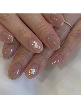 フェミニンネイル(Feminine Nail)/ワンカラー＋アート