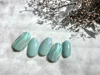 ヴィガー アンド ルックス 白金 目黒(Vigor&Looks)/ブルー うねうねネイル