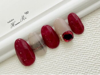 ネイルサロン ハンナ(Nail salon Hanna.Ri)/レッド　チェック柄ネイル