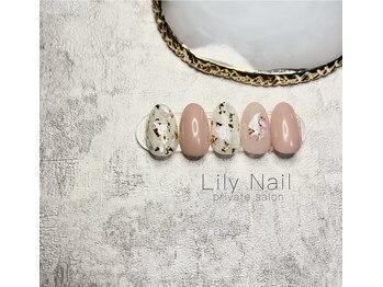 リリーネイル(Lily Nail)/シェルアート＋ワンカラー