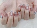 夏水色フレンチさくらんぼネイル