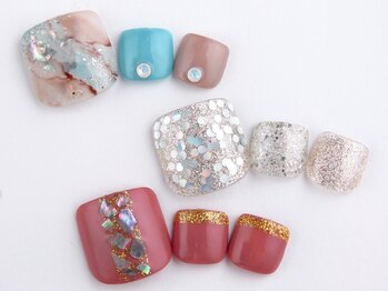 モアニ ヒロオ 渋谷店(MOANI Hiroo)/フットネイル/大理石ラメシェル