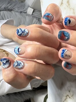 ドクターバード(DOCTORBIRDS)/葛飾北斎　波　手t書きアート