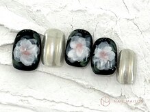 ネイルメゾン 池袋店(NAIL MAISON)/ブラックフラワー¥7800 