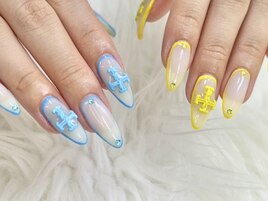 夏カラー　ギャルネイル