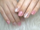 ドット×ピンクネイル