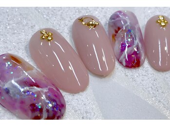 ビービーネイル(BB)/アメジストな大理石ネイル