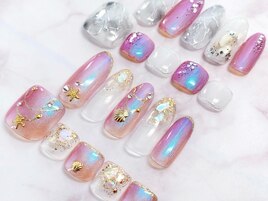 #ハンドフットお揃い #夏ネイル