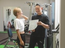 PTBの雰囲気（トレーニング前　筋肉量・体脂肪などを測定し、説明します。）