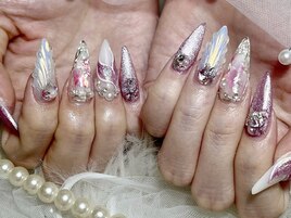 人魚の鱗夏ネイル