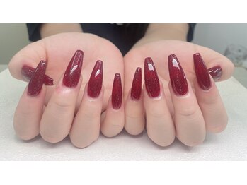 メオネイル(MEO NAIL)/ボルドーロングネイル