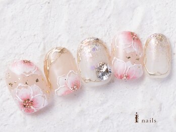アイネイルズ 横浜WEST店(I-nails)/手描きシフォンフラワー11500円