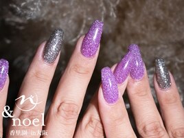 紫グレーフラッシュネイル