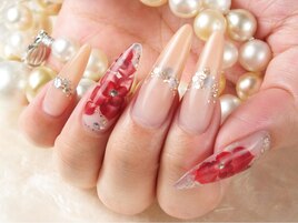 埋め込みフラワーネイル☆