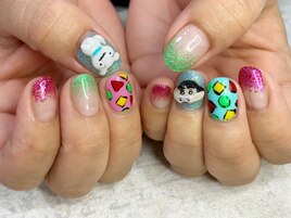 キャラクター×痛ネイル×グラデ
