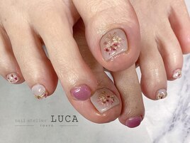 W-653 ピンク押し花ブーケネイル