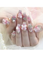 エイミー 大宮店(AMY)/オーロラピンクのゴテゴテネイル