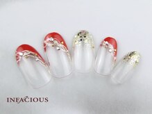 インフェイシャス 大丸福岡天神店/レッド×ラメ★フレンチネイル 