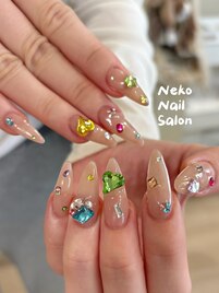 カラフル　長さだし　夏ネイル