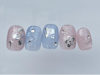 アイネイルズ 恵比寿店(I nails)/ブルーピンクハイビスカス