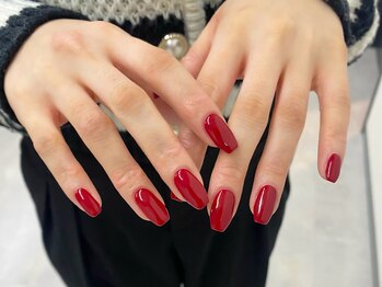 ピース(PEACE)/ワンカラー 赤ネイル