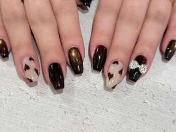 秋のハートデザインネイル♪