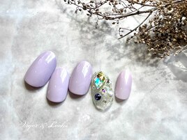ラベンダー　キラキラネイル